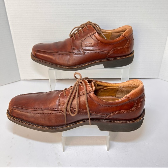 Ecco Men's Brown Leather Lace Up Oxford Shoes Size 43 US 9/9.5 Arch Support Work - Picture 3 of 8